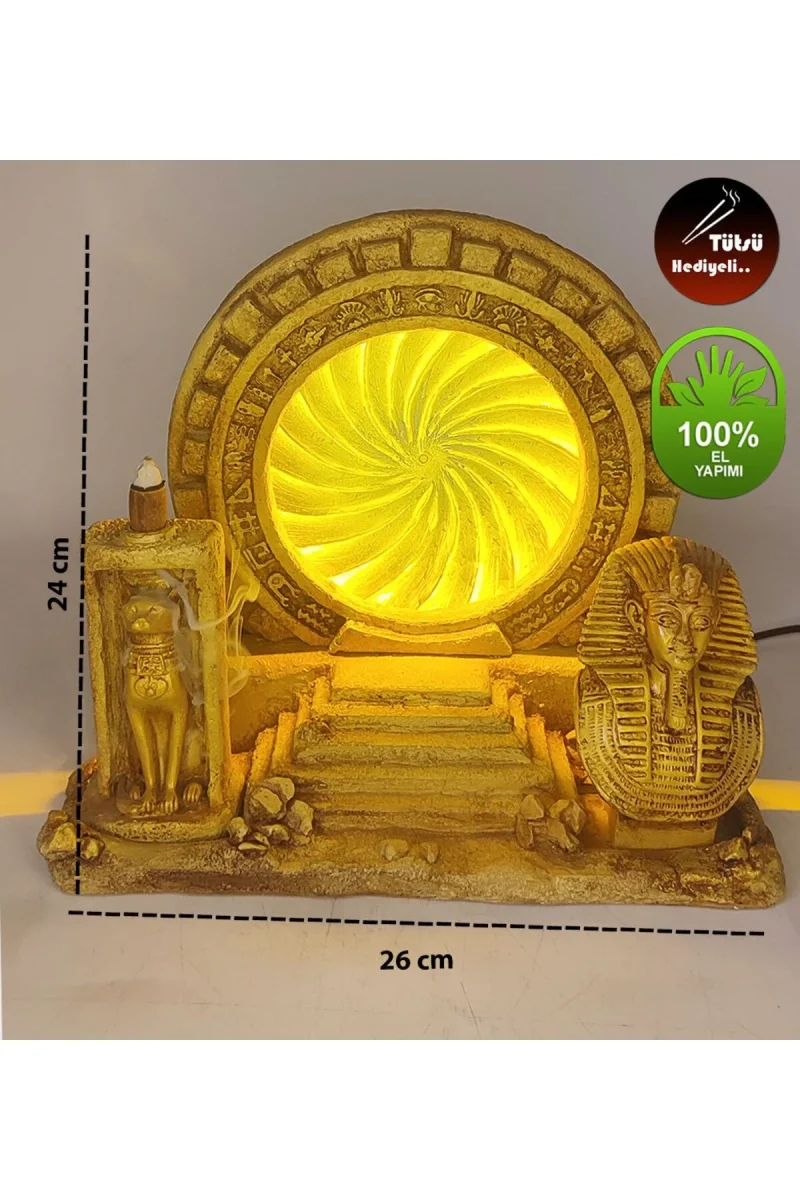 Antik Mısır Serisi Yıldız Kapısı Işıklı Geri Akış Tütsülük (Amber Işıklı)