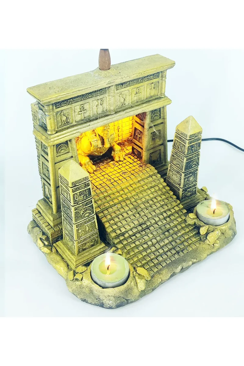 Antik Mısır Sphinx Tapınağı Işıklı Geri Akış Tütsülük (Amber Işıklı) - Görsel 3