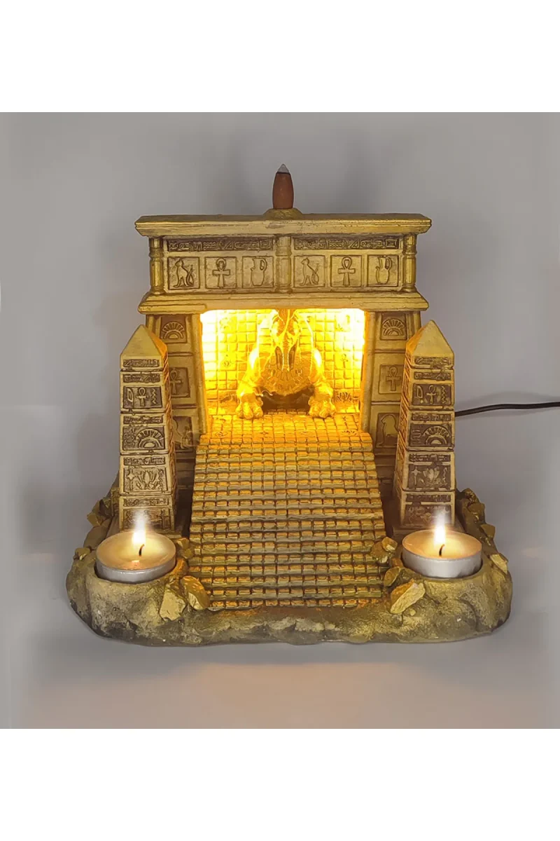 Antik Mısır Sphinx Tapınağı Işıklı Geri Akış Tütsülük (Amber Işıklı) - Görsel 5