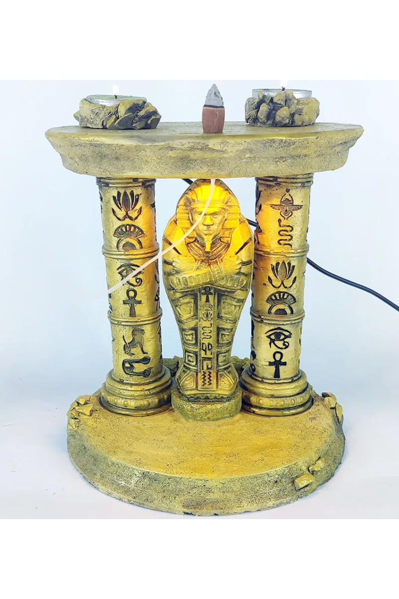 Antik Mısır Sarcophagus Lahit Işıklı Geri Akış Tütsülük (Amber Işıklı) - Görsel 6