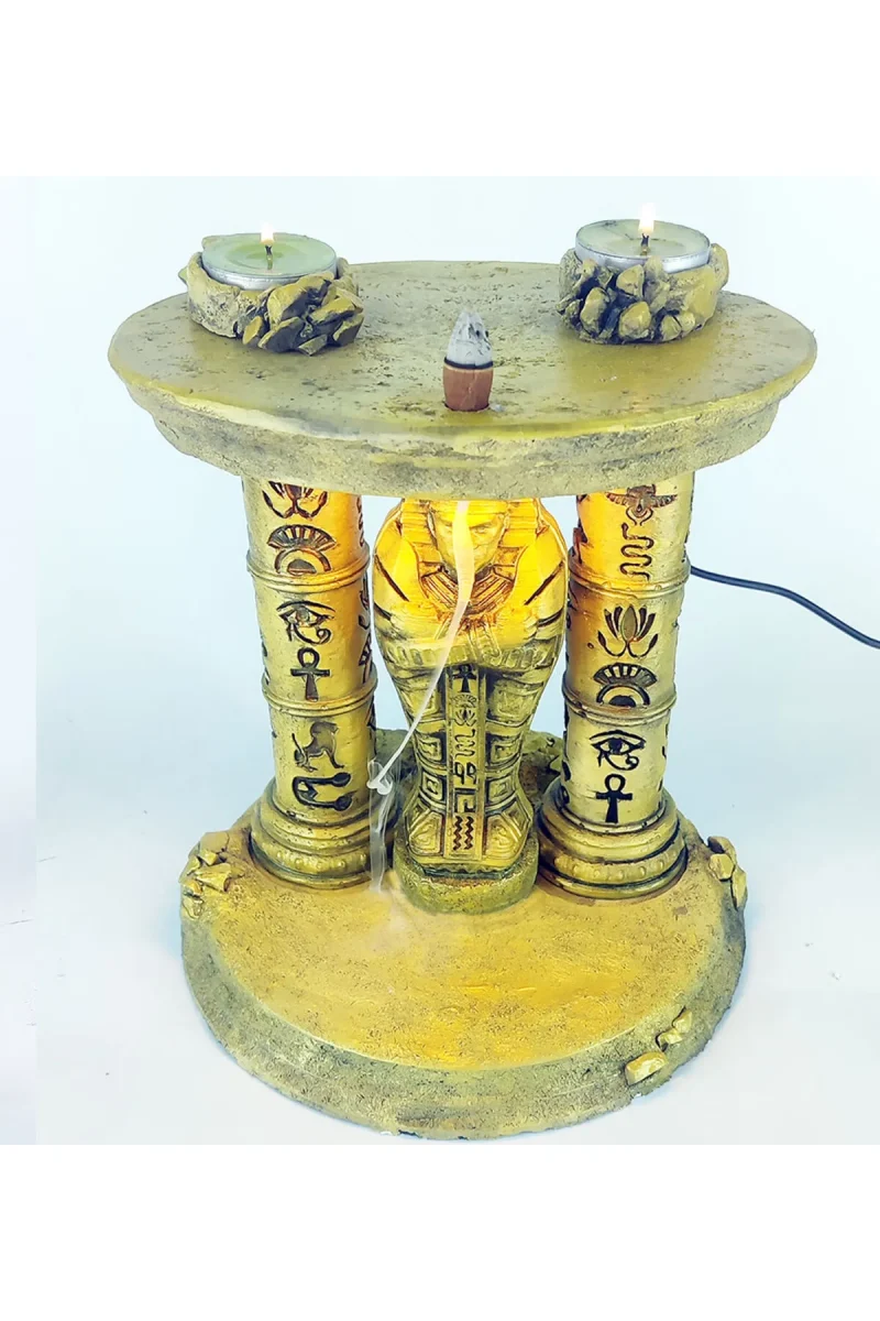 Antik Mısır Sarcophagus Lahit Işıklı Geri Akış Tütsülük (Amber Işıklı) - Görsel 4