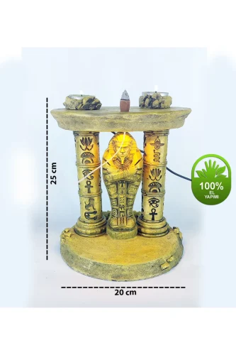 Antik Mısır Sarcophagus Lahit Işıklı Geri Akış Tütsülük (Amber Işıklı)