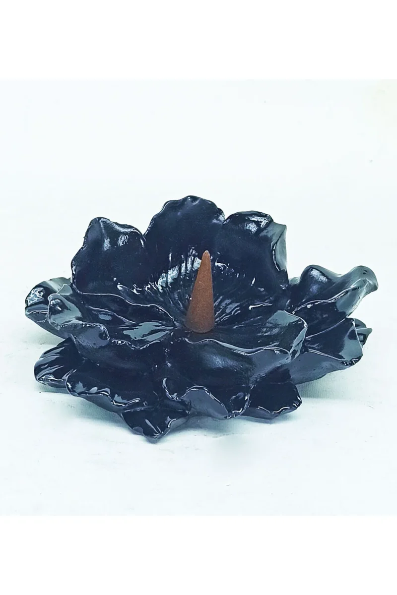 Lotus Çiçeği Konik Tütsülük - Siyah