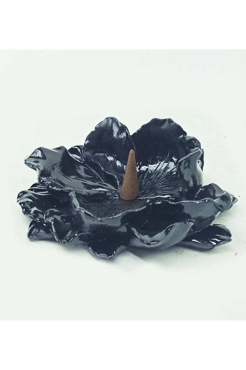 Lotus Çiçeği Konik Tütsülük - Siyah - Görsel 2