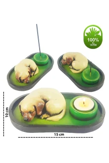 Uyuyan Köpek Çubuk Tütsülük ve Tealight - Kahve