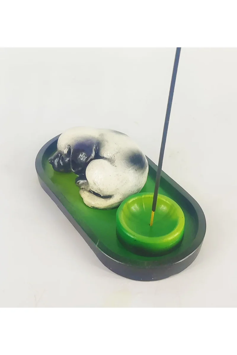 Uyuyan Köpek Çubuk Tütsülük ve Tealight - Beyaz - Görsel 3