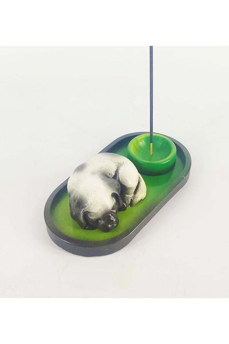 Uyuyan Köpek Çubuk Tütsülük ve Tealight - Beyaz - Görsel 4