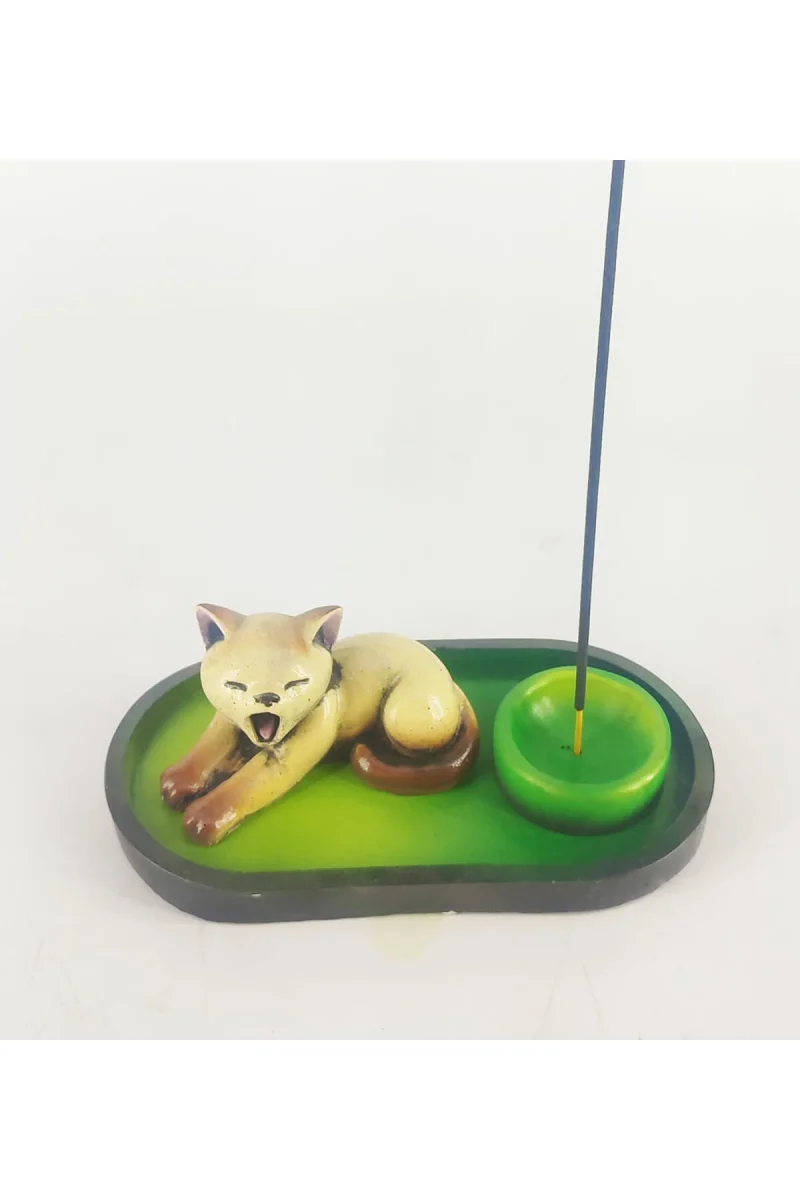 Uykucu Kedi Çubuk Tütsülük ve Tealight - Kahve - Görsel 2
