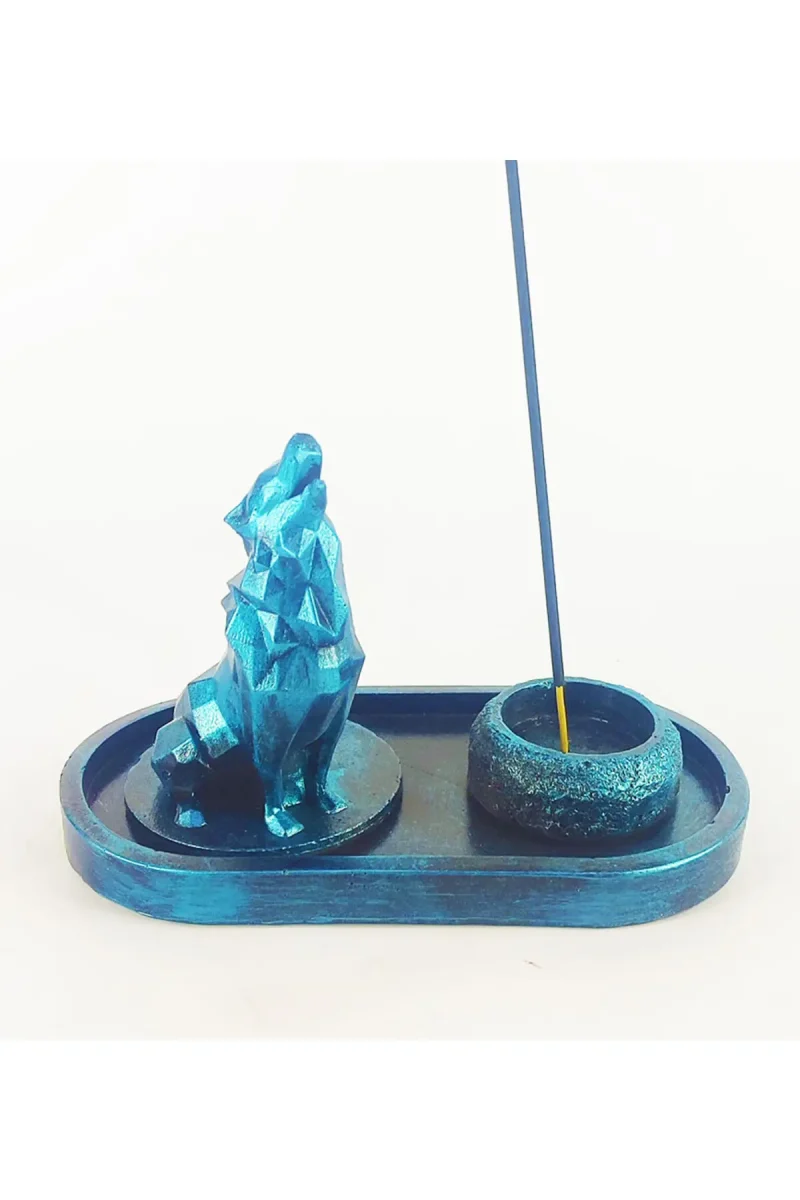 Uluyan Kübik Kurt Çubuk Tütsülük ve Tealight - Mavi - Görsel 4
