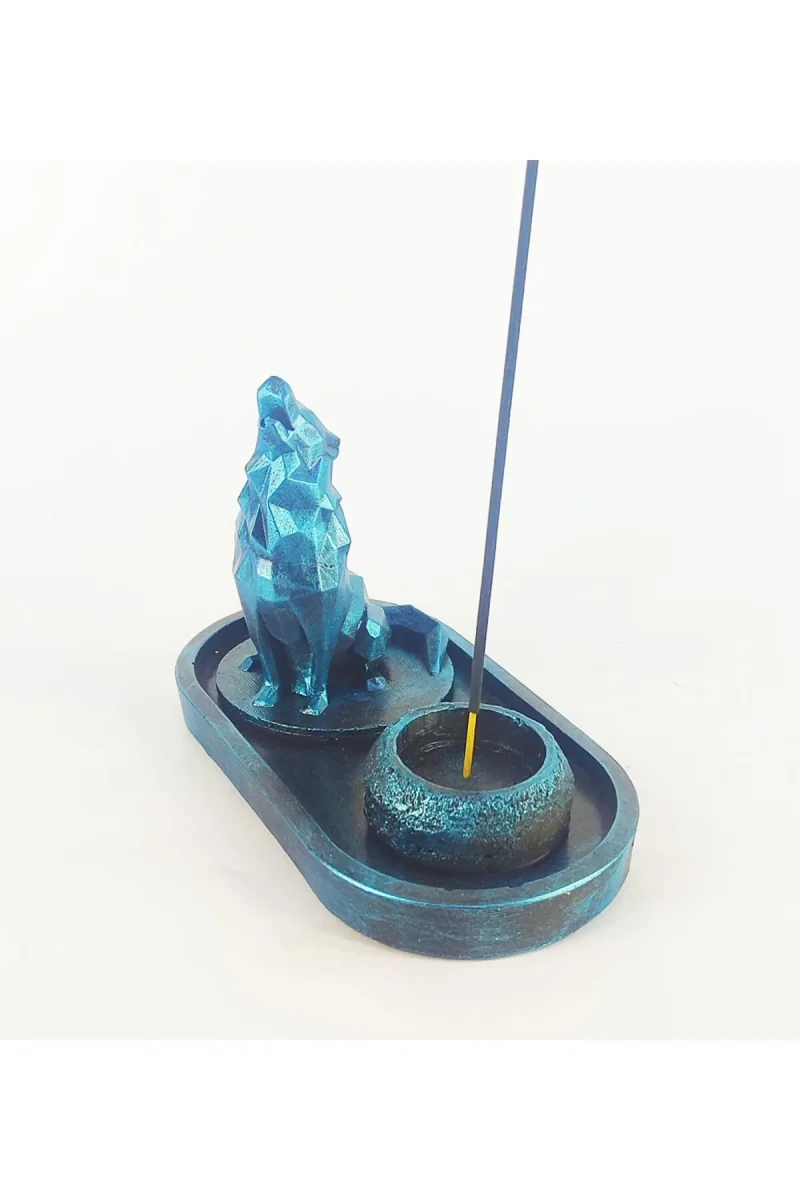 Uluyan Kübik Kurt Çubuk Tütsülük ve Tealight - Mavi - Görsel 2