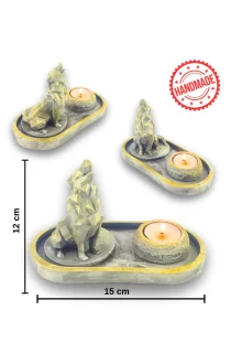 Uluyan Kübik Kurt Çubuk Tütsülük ve Tealight - Beyaz