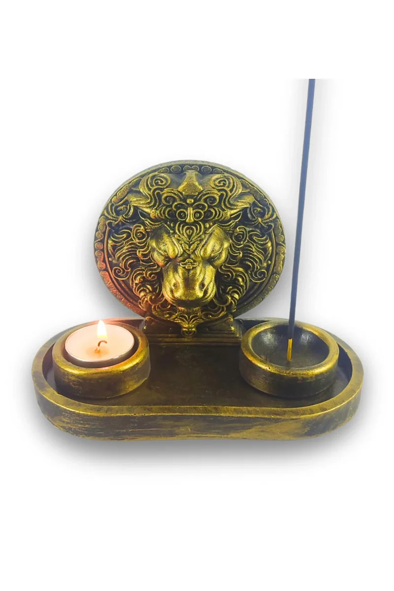 Aslan Çubuk Tütsülük ve Tealight - Altın - Görsel 2