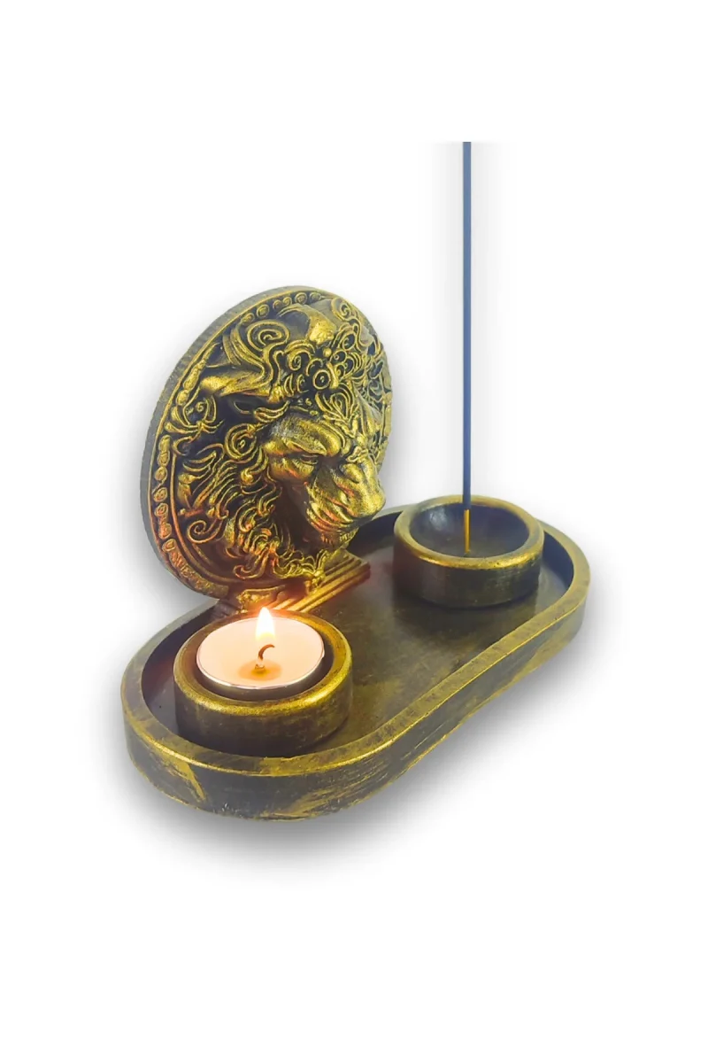 Aslan Çubuk Tütsülük ve Tealight - Altın - Görsel 3
