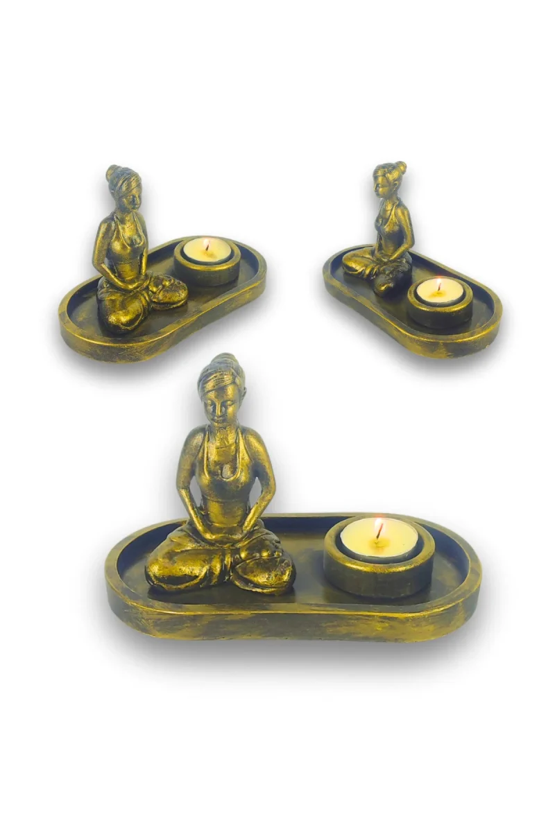 Yogacı Kız Çubuk Tütsülük ve Tealight - Altın - Görsel 4