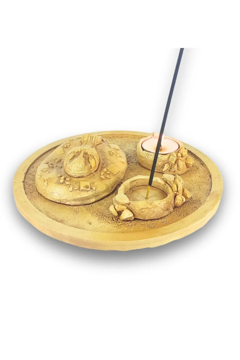 Antik Mısır Daire Sarcophagus Lahit Çubuk Tütsülük ve Tealight - Görsel 4