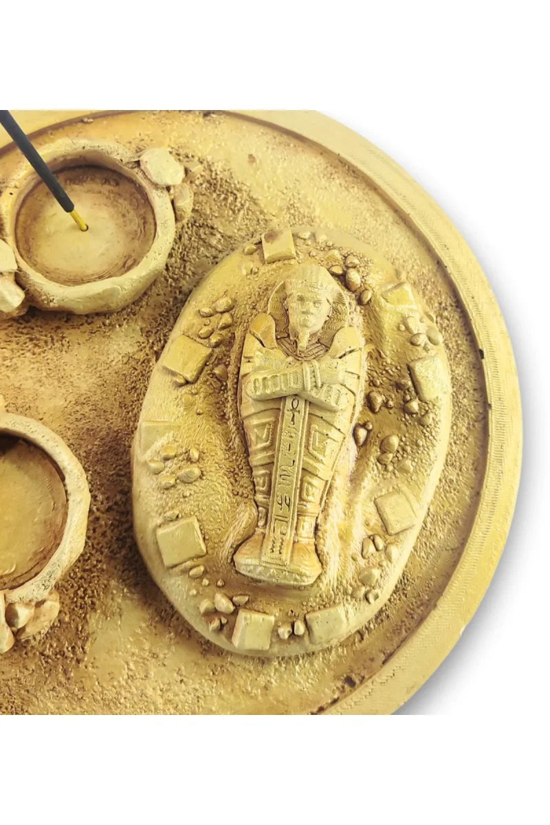 Antik Mısır Daire Sarcophagus Lahit Çubuk Tütsülük ve Tealight - Görsel 6