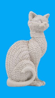 Hasır Desenli Oturan Kedi Biblo Ham Polyester