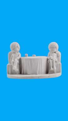Kahve İçen Gençler Biblo Ham Polyester