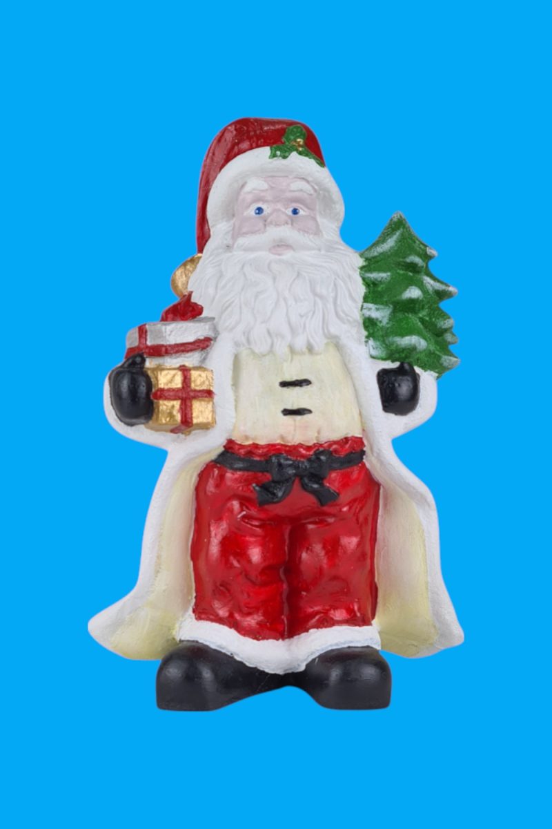 Hediyeli ve Çam Ağaçlı Noel Baba Biblo Ham Polyester - Görsel 2