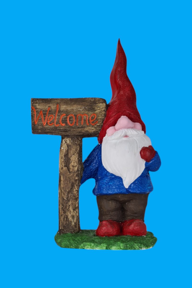 Welcome Yazılı Cüce Heykeli Bahçe ve Kapı Süsü Biblo Ham Polyester - Görsel 2