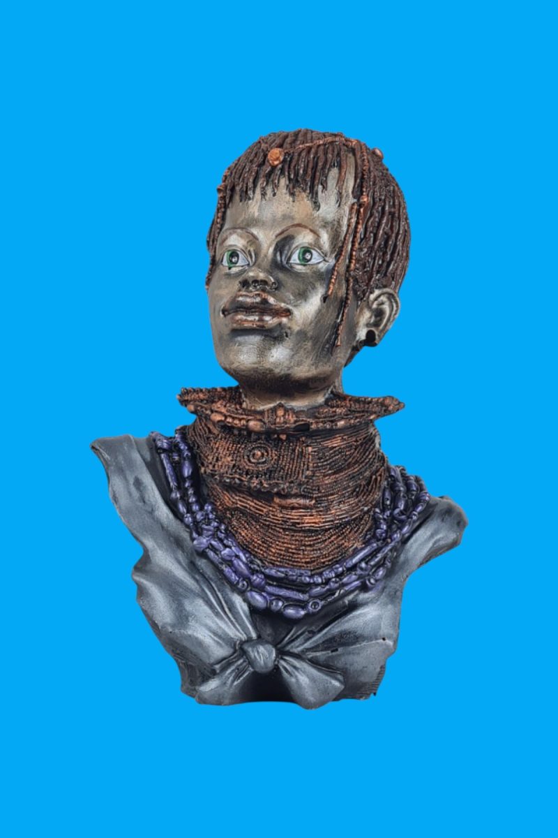 Afrikalı Kadın Büst Biblo Ham Polyester - Görsel 2