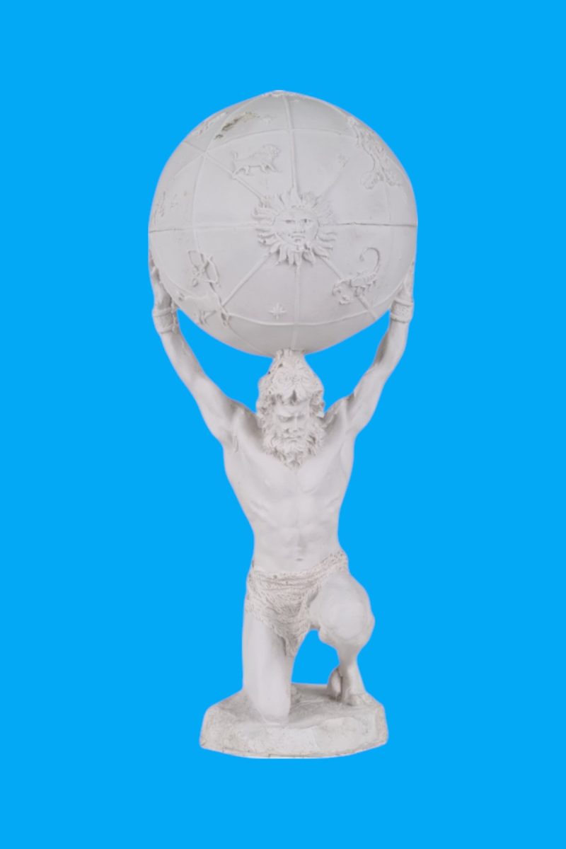Dünya Taşıyan Atlas Heykeli Biblo Ham Polyester