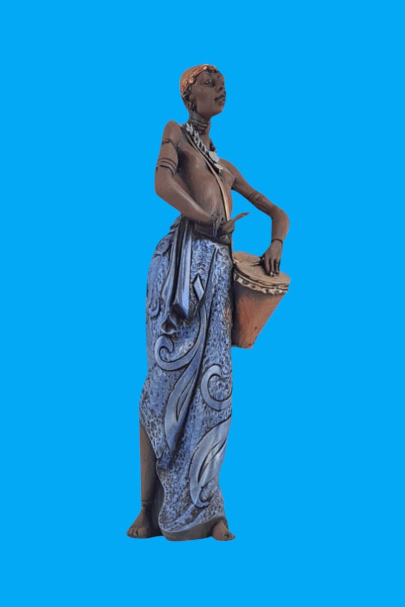 Darbuka Çalan Afrikalı Biblo Ham Polyester - Görsel 2