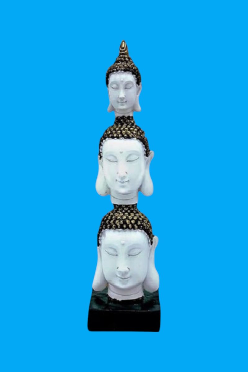 Üç Kafalı Buda Heykeli Biblo Ham Polyester - Görsel 2