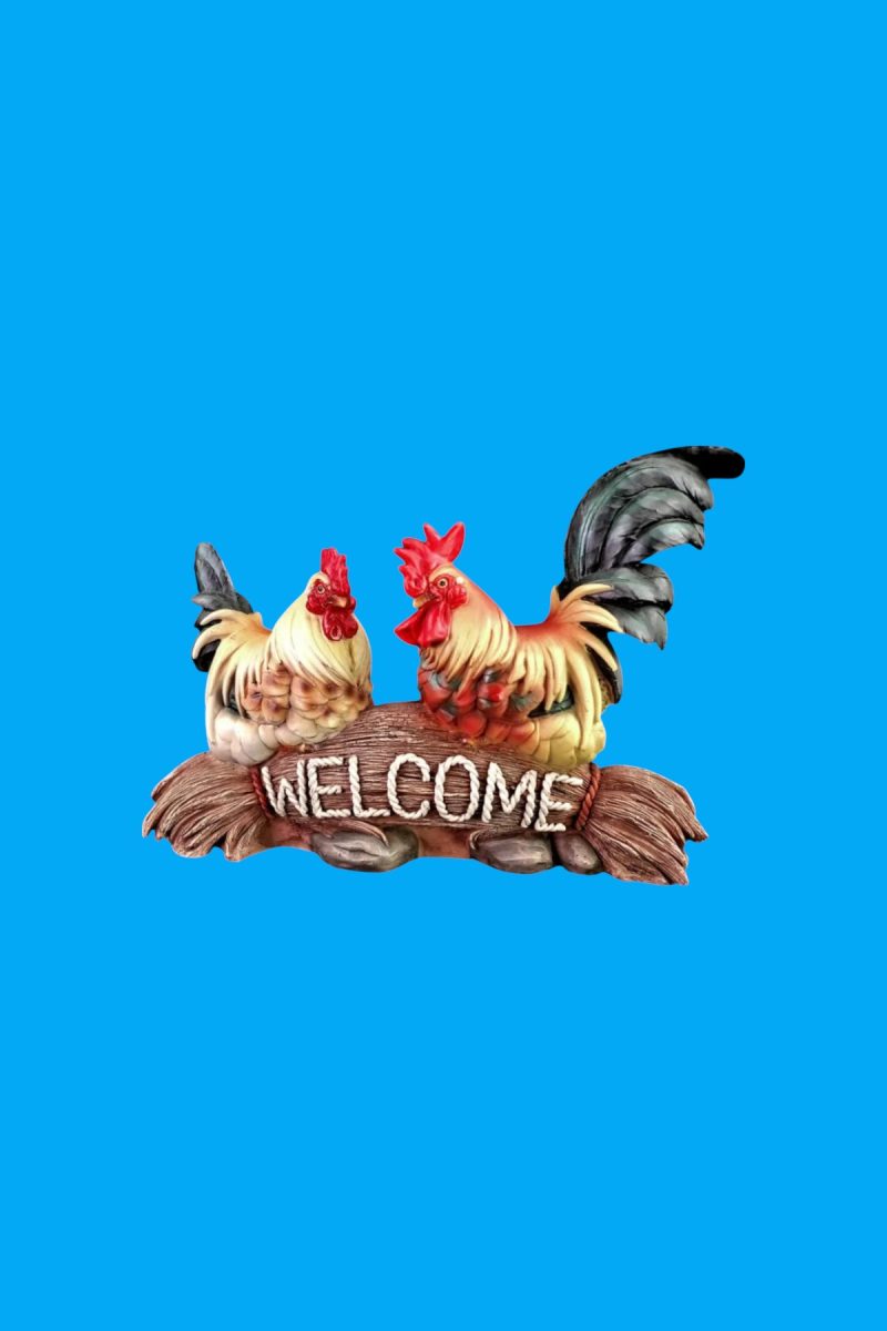 Welcome Yazan Tavuk ve Horoz Biblo Ham Polyester - Görsel 2