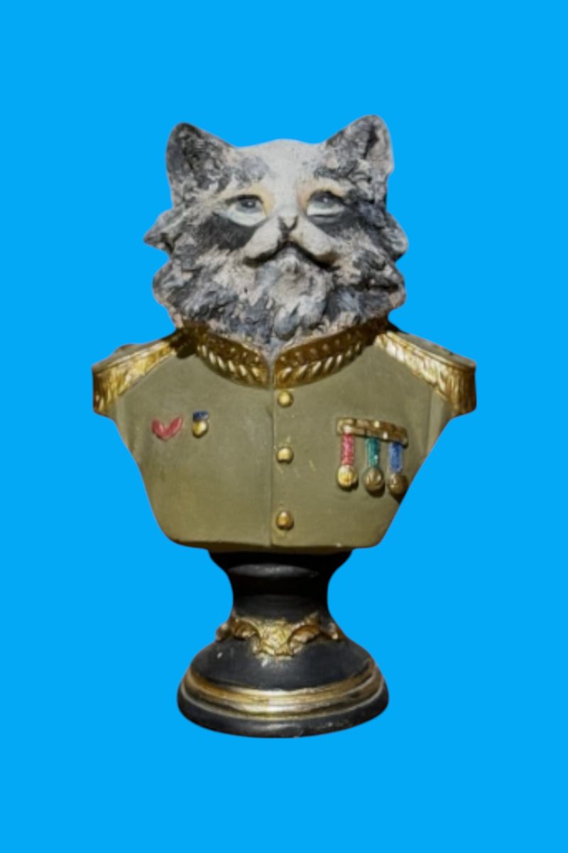 Kral Kedi Büst Biblo Ham Polyester - Görsel 2