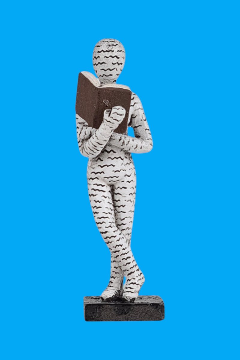İskandinav Kitap Okuyan Adam Biblo Ham Polyester - Görsel 2