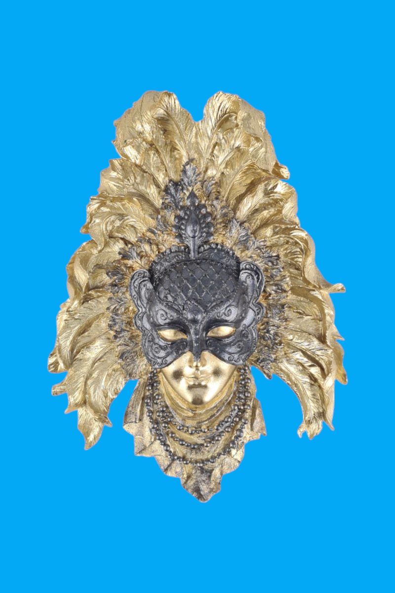 Venedik Maskeli Kadın Duvar Süsü Ham Polyester