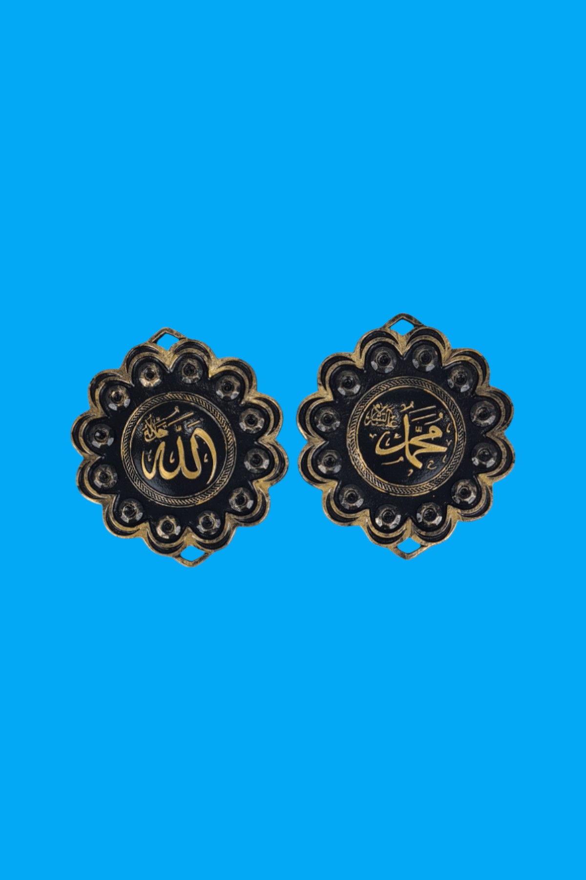 İkili Allah & Muhammed Lafzı 1 Duvar Süsü Ham Polyester