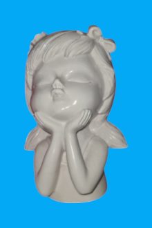Kurdele Tokalı Kız 2 Sukulent Saksı Ham Polyester