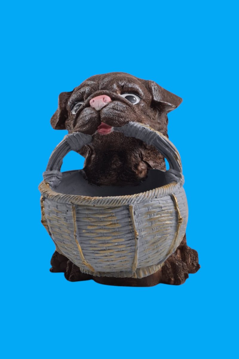 Sepetli Sevimli Köpek Sukulent Saksı Ham Polyester