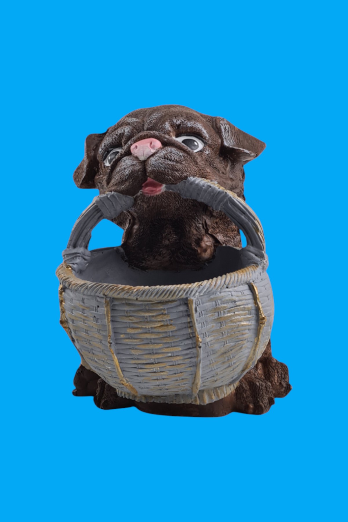 Sepetli Sevimli Köpek Sukulent Saksı Ham Polyester