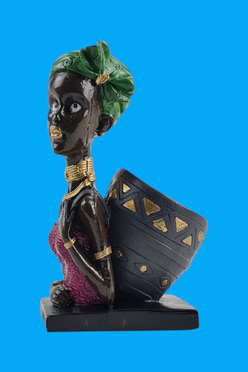 Afrikalı Kadın Sukulent Saksı Ham Polyester - Görsel 2