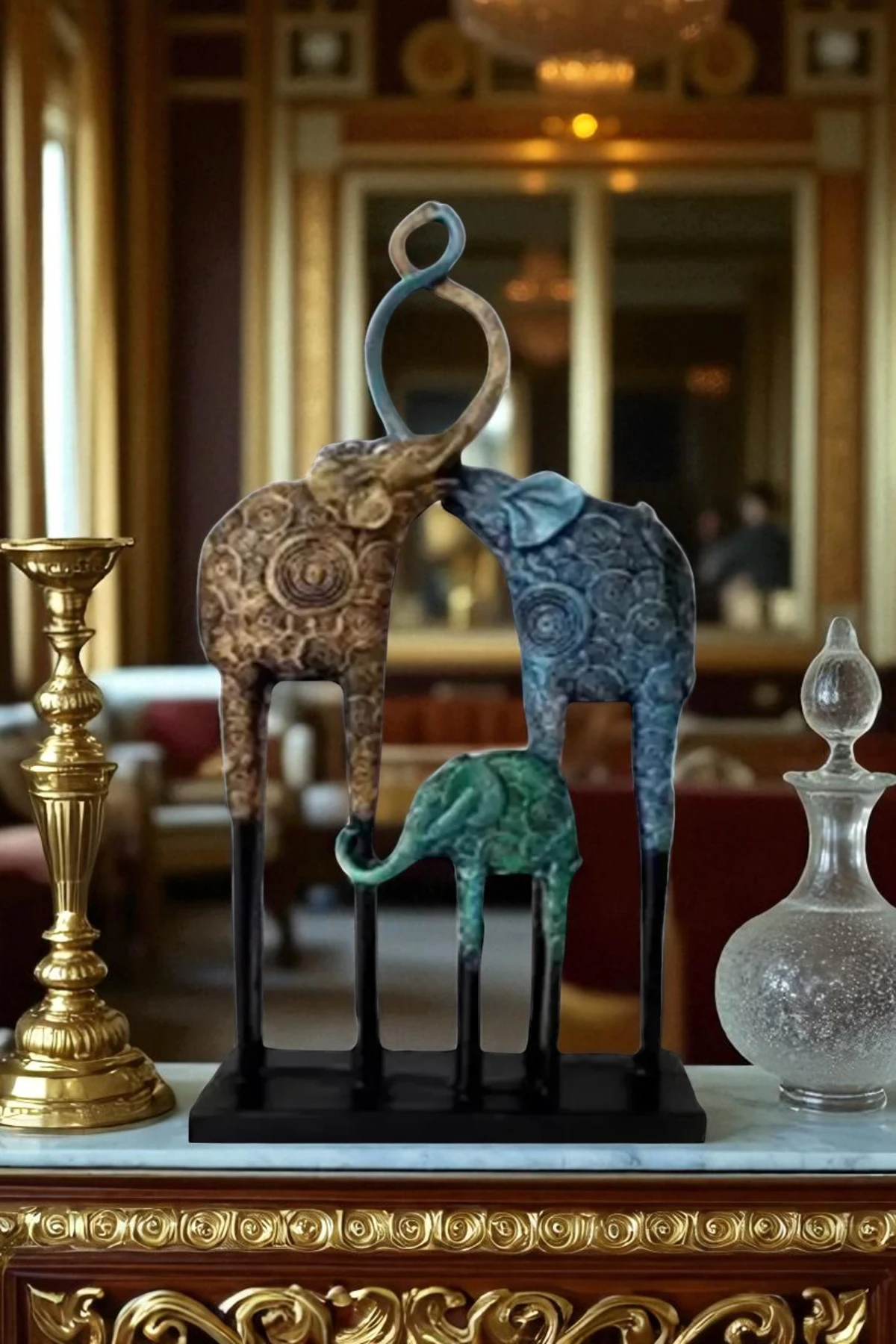 Fil Ailesi Biblo - Altın/Mavi/Yeşil