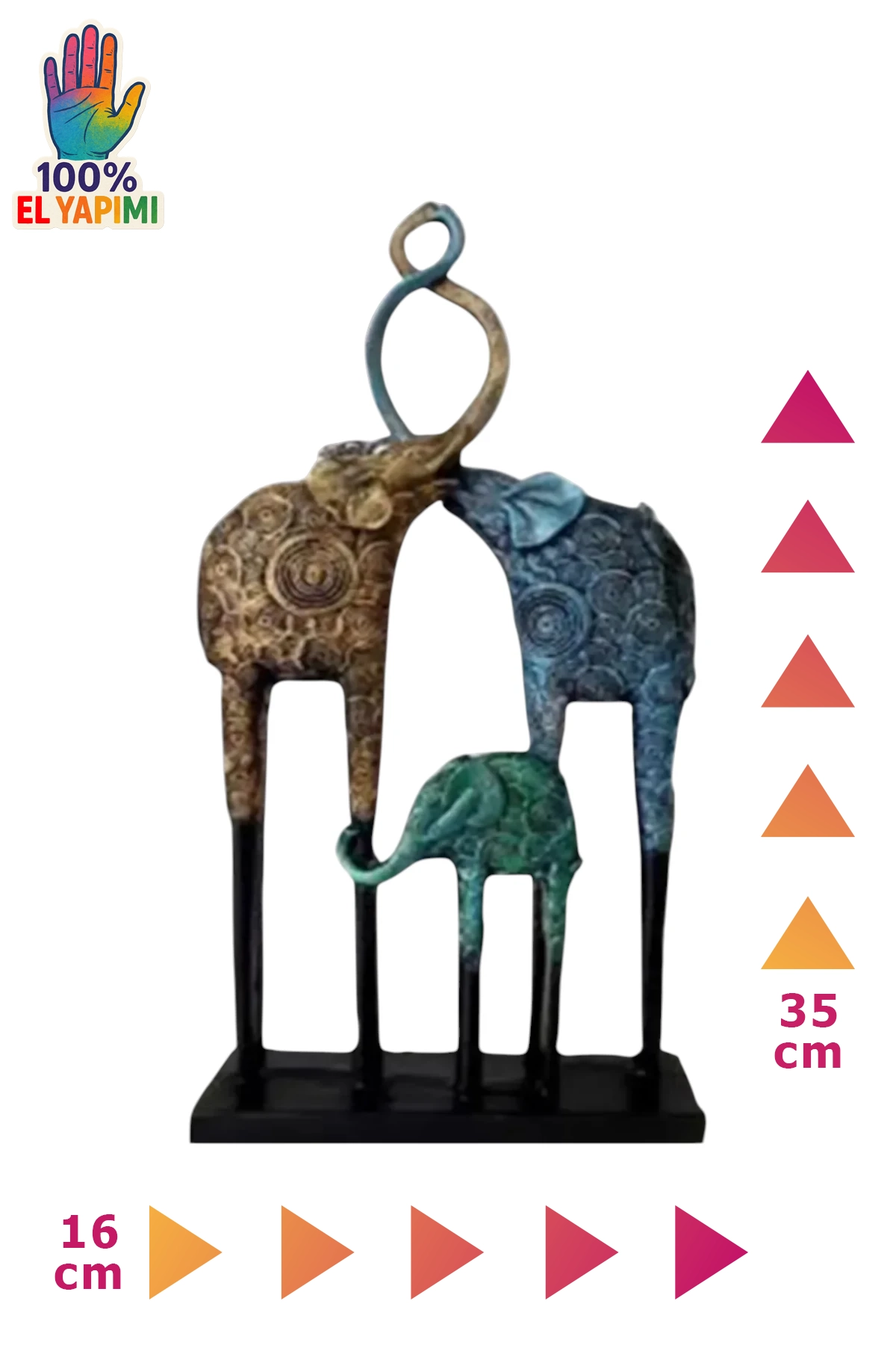 Fil Ailesi Biblo - Altın/Mavi/Yeşil