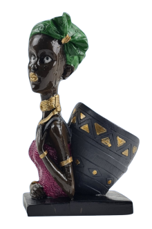 Afrikalı Kadın Sukulent Saksı Polyester