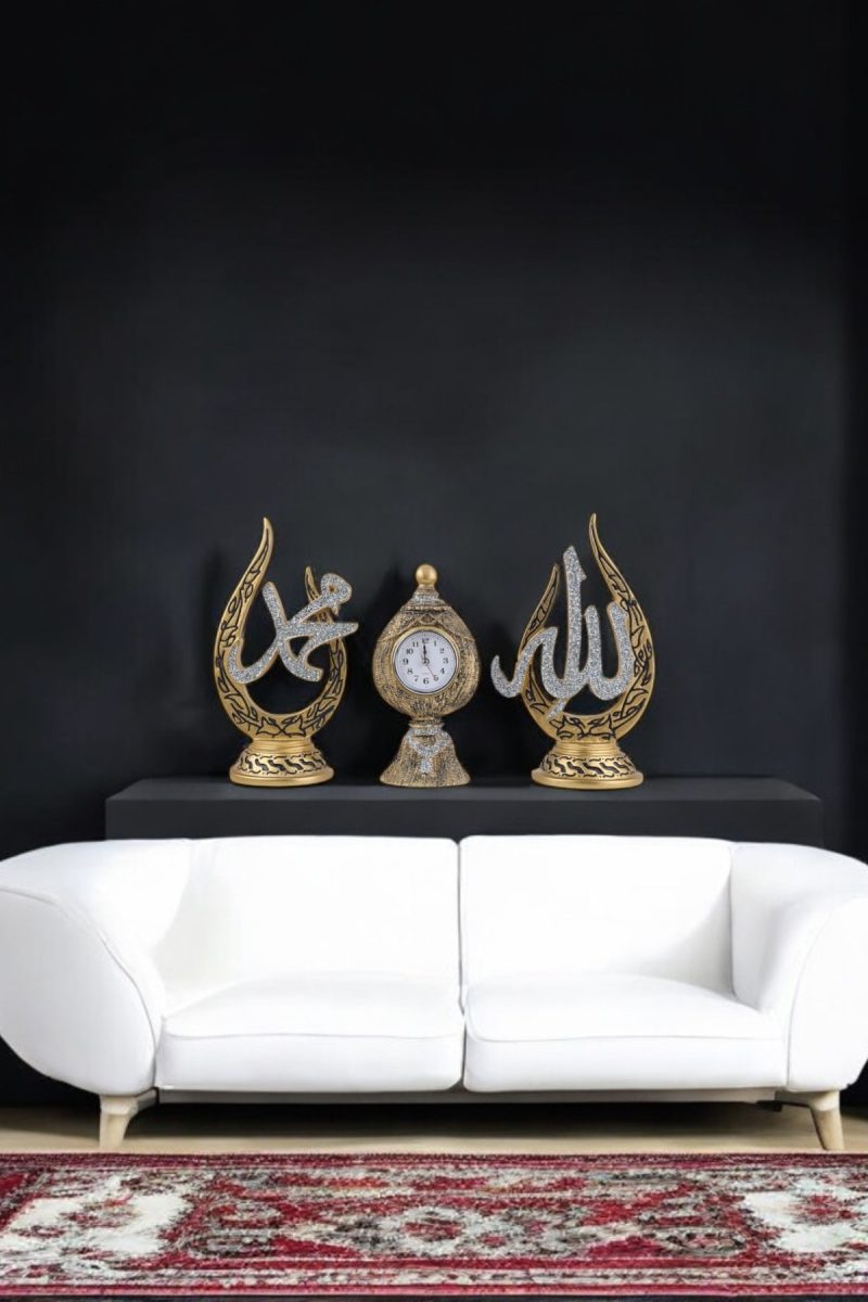 Allah & Muhammed Lafızlı ve Saatli Biblo