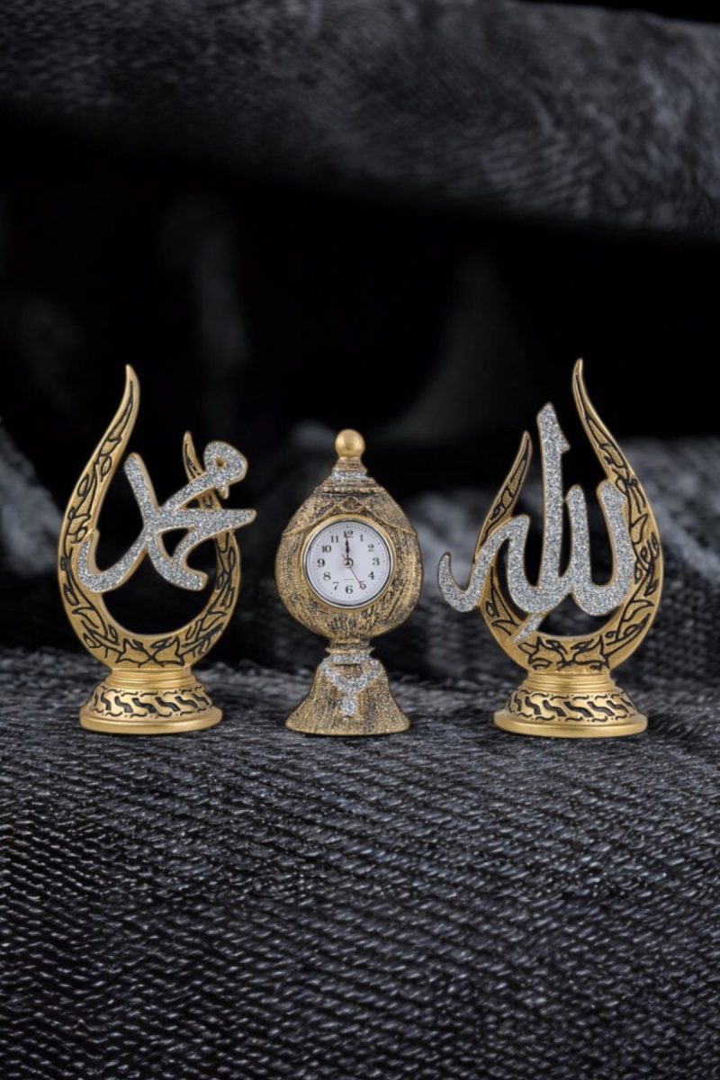 Allah & Muhammed Lafızlı ve Saatli Biblo