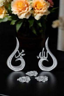 Allah Muhammed Biblo ve Polyester Üç Gül - Gümüş