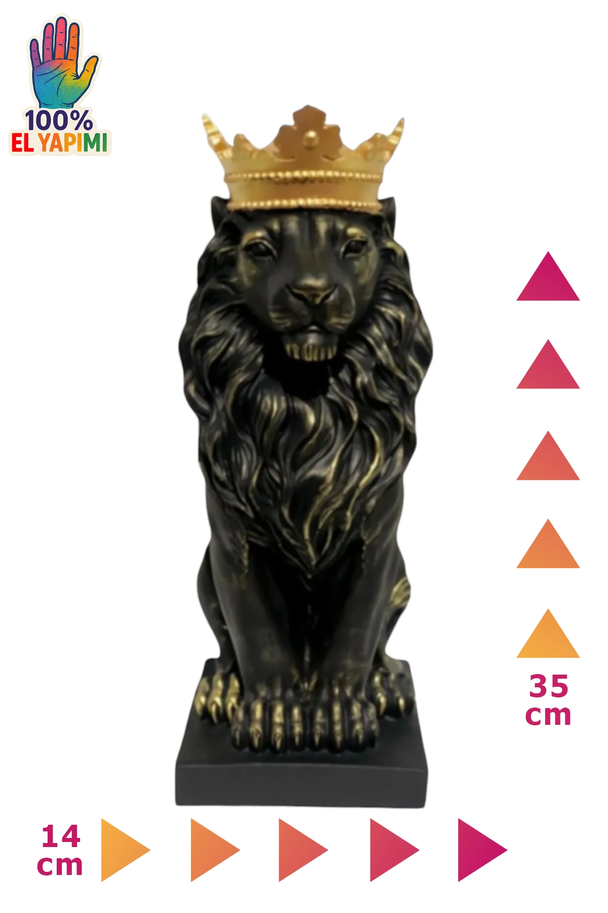 Aslan Kral Heykeli Biblo - Siyah/Altın