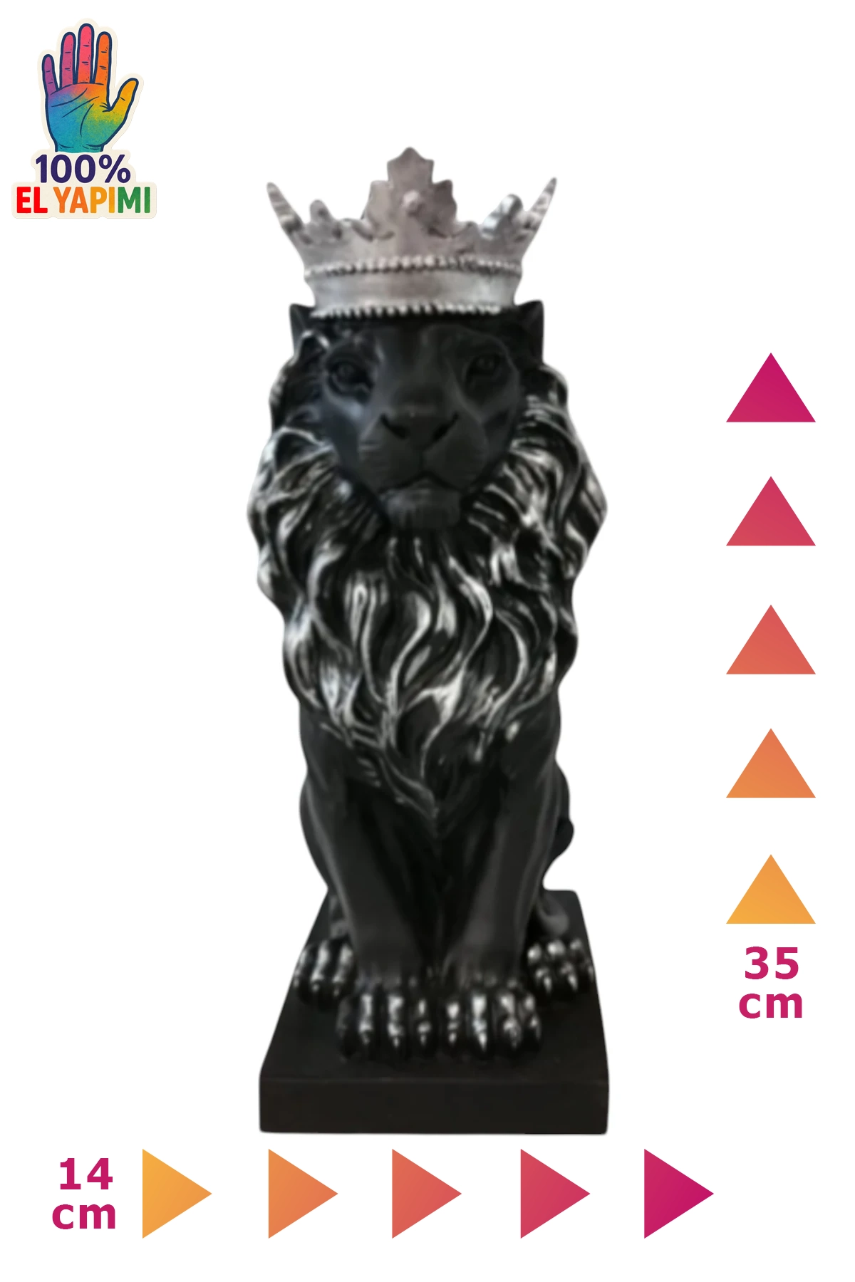 Aslan Kral Heykeli Biblo - Siyah/Gümüş