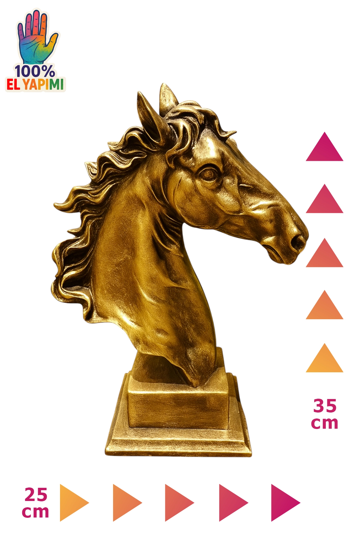 At Kafası Büst Biblo - Altın