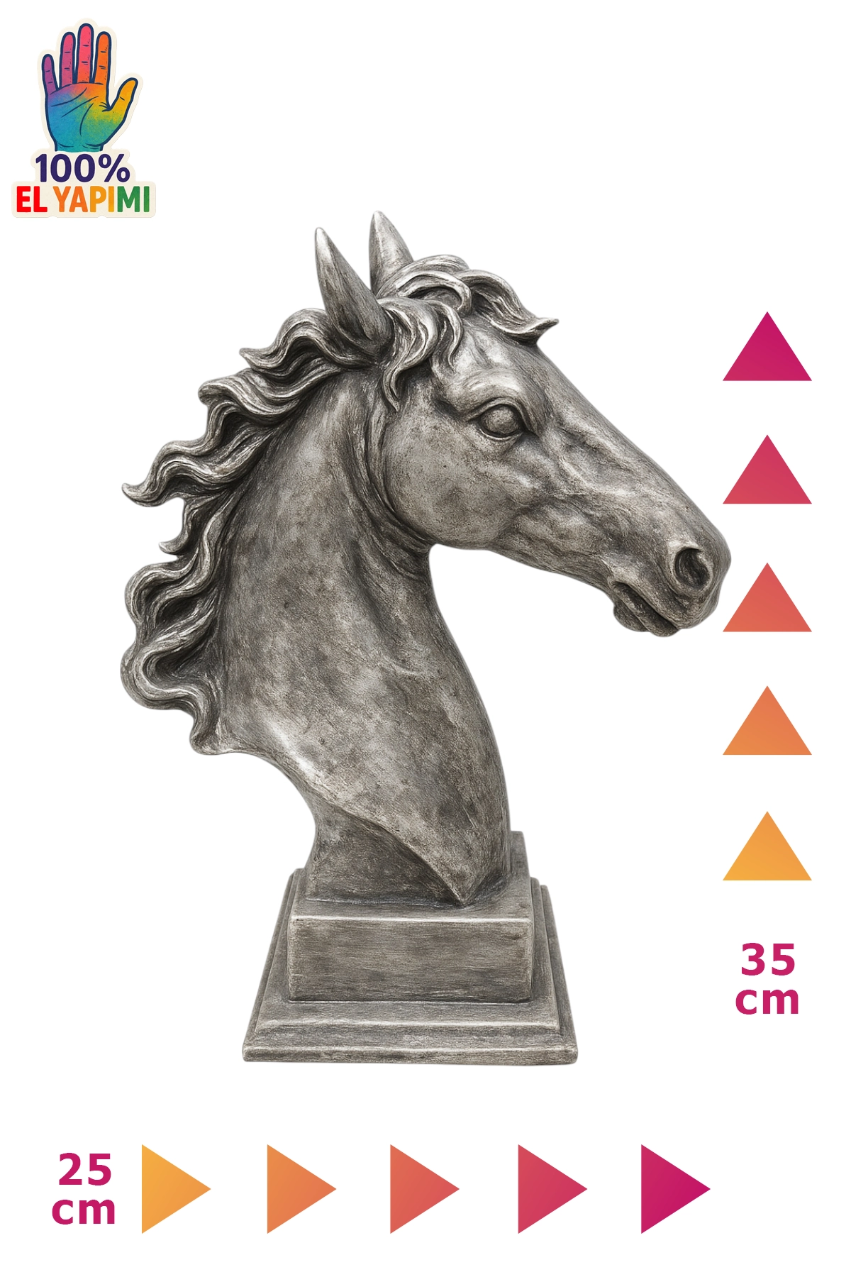 At Kafası Büst Biblo - Gümüş