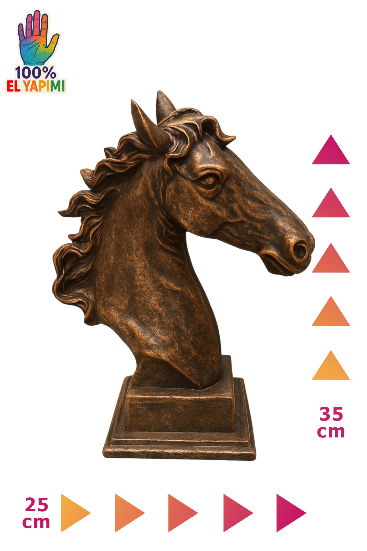 At Kafası Büst Biblo - Bronz