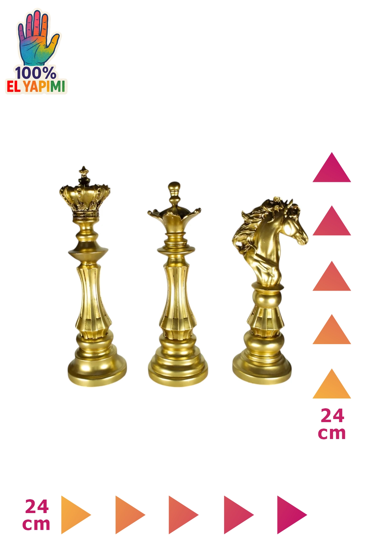 Dekoratif Satranç Takımı Biblo Seti - Altın