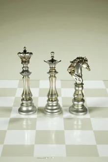 Dekoratif Satranç Takımı Biblo Seti - Gümüş